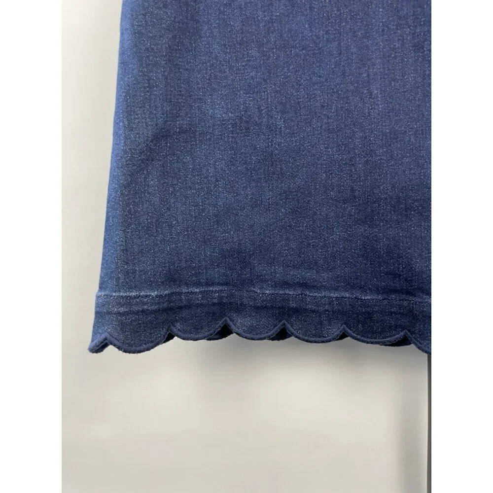 Draper James Skirt Womens 8 Blue Dark Jean Denim Mini Scalloped Hem Y2K Girly - Picture 7 of 8